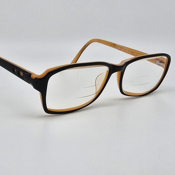 O&X New York OP-17 Gloss Black on Cream Eyeglasses Frame Japan 54-16-142 - Picture 6 of 12